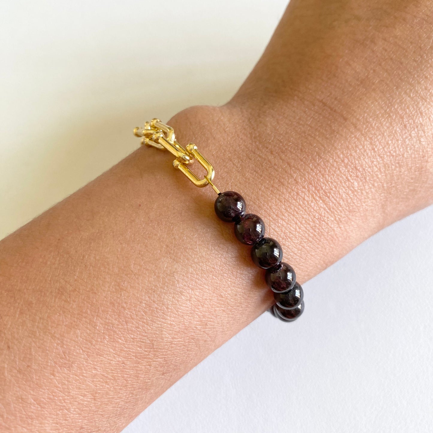 Garnet + Chunky Chain Bracelet