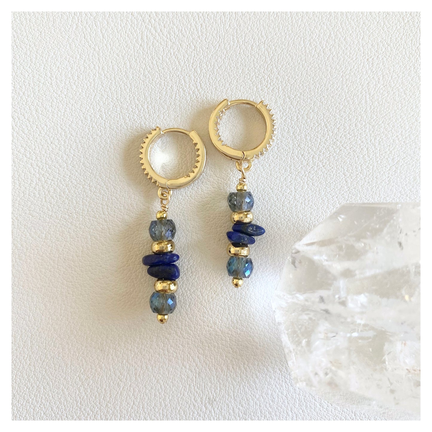Glass Beads + Lapis Lazuli Earrings