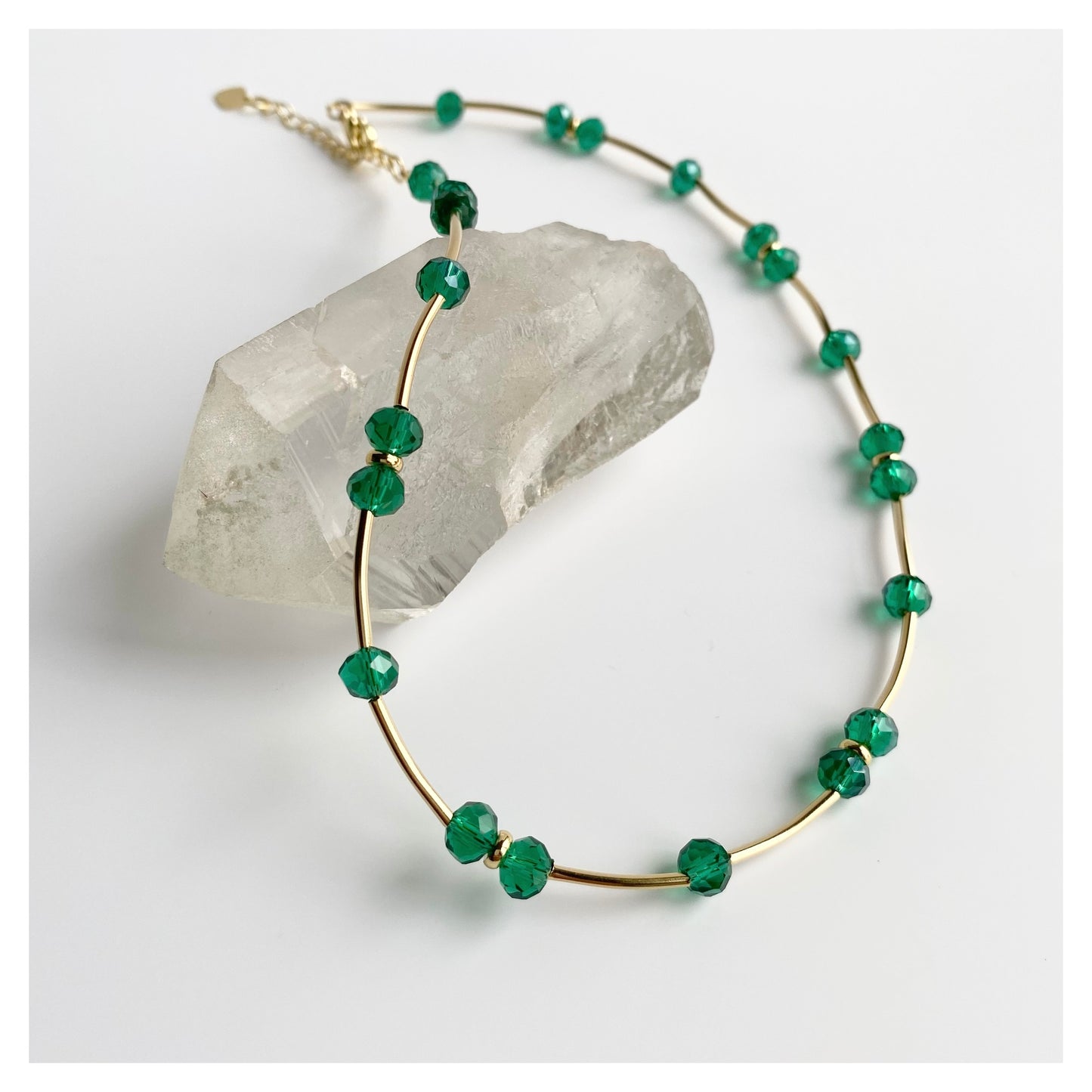 Green Glass Beads Necklace