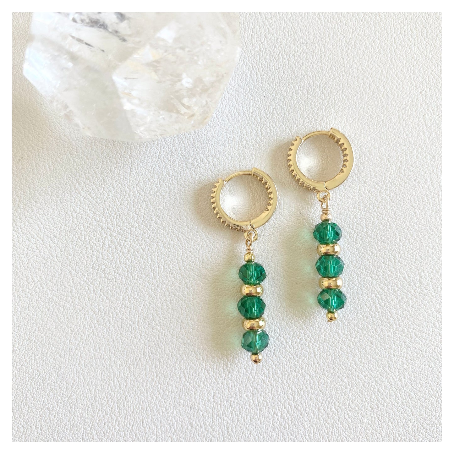 Green Glass Beads Earrings