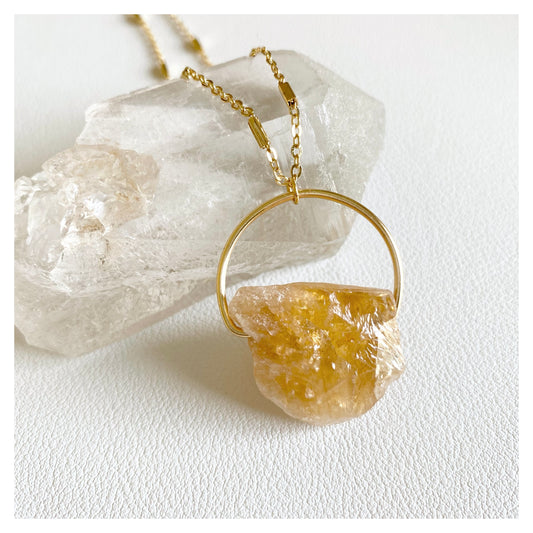 Rough Citrine Crystal Necklace