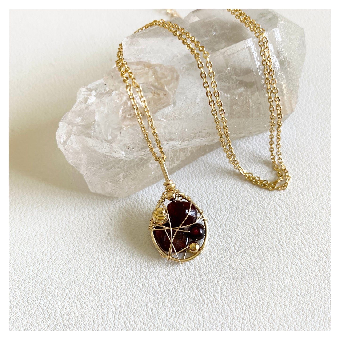 Garnet Wire-wrapped Necklace