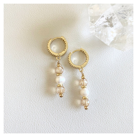 Glass Beads + Pearl Earrings