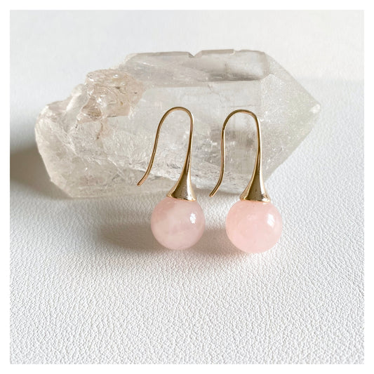 Rose Quartz Crystal Drop Earrings