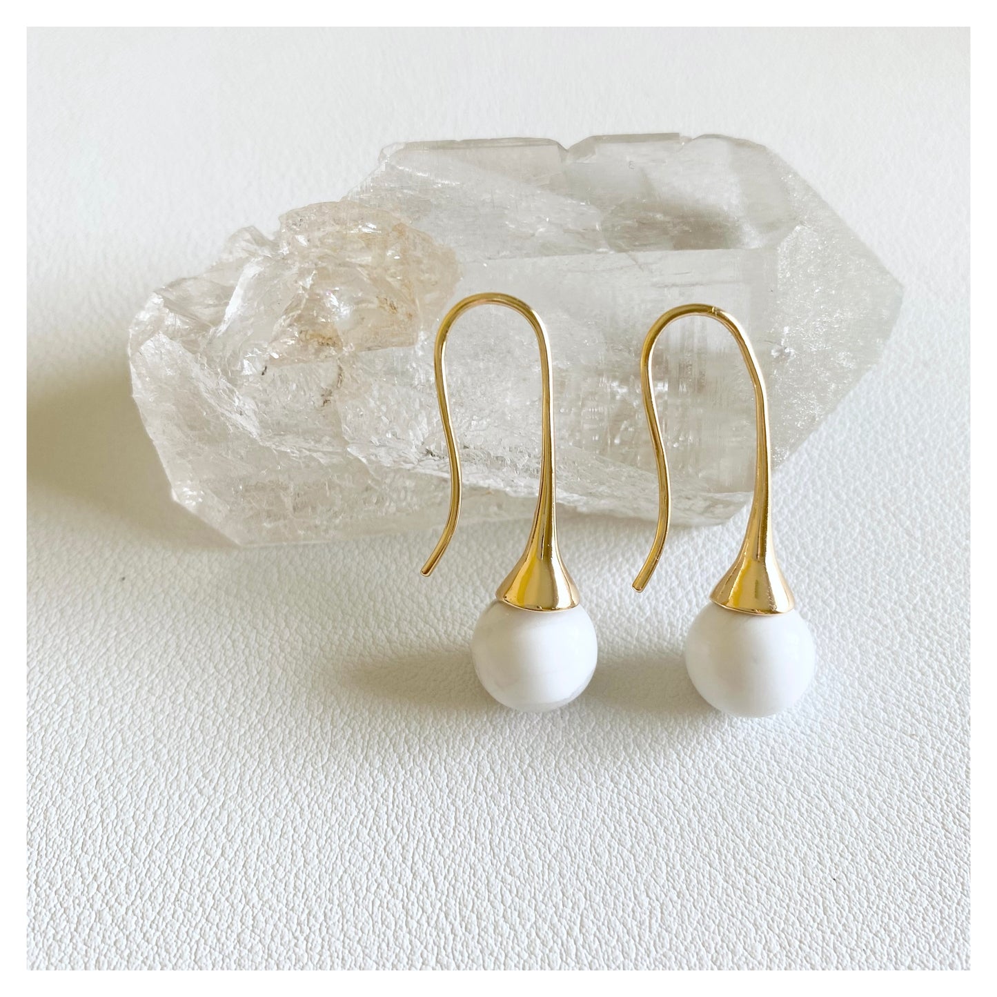 White Howlite Crystal Drop Earrings