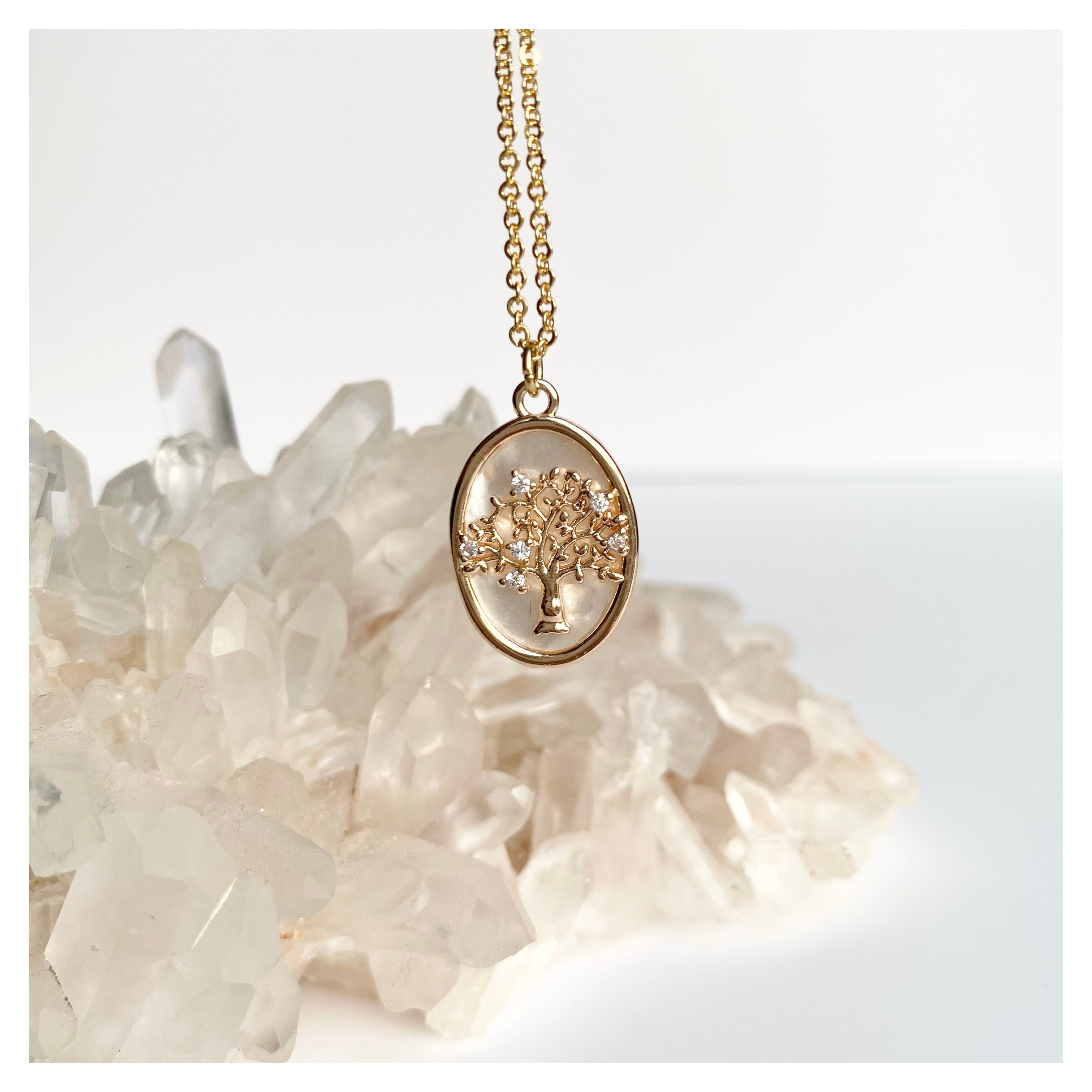 Mother-Of-Pear Tree of Life Pendant Necklace in retailer Gold Overlay 18