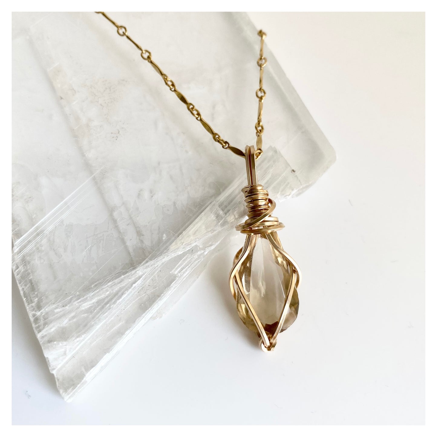 Fine Cut Citrine Wire-wrapped Necklace
