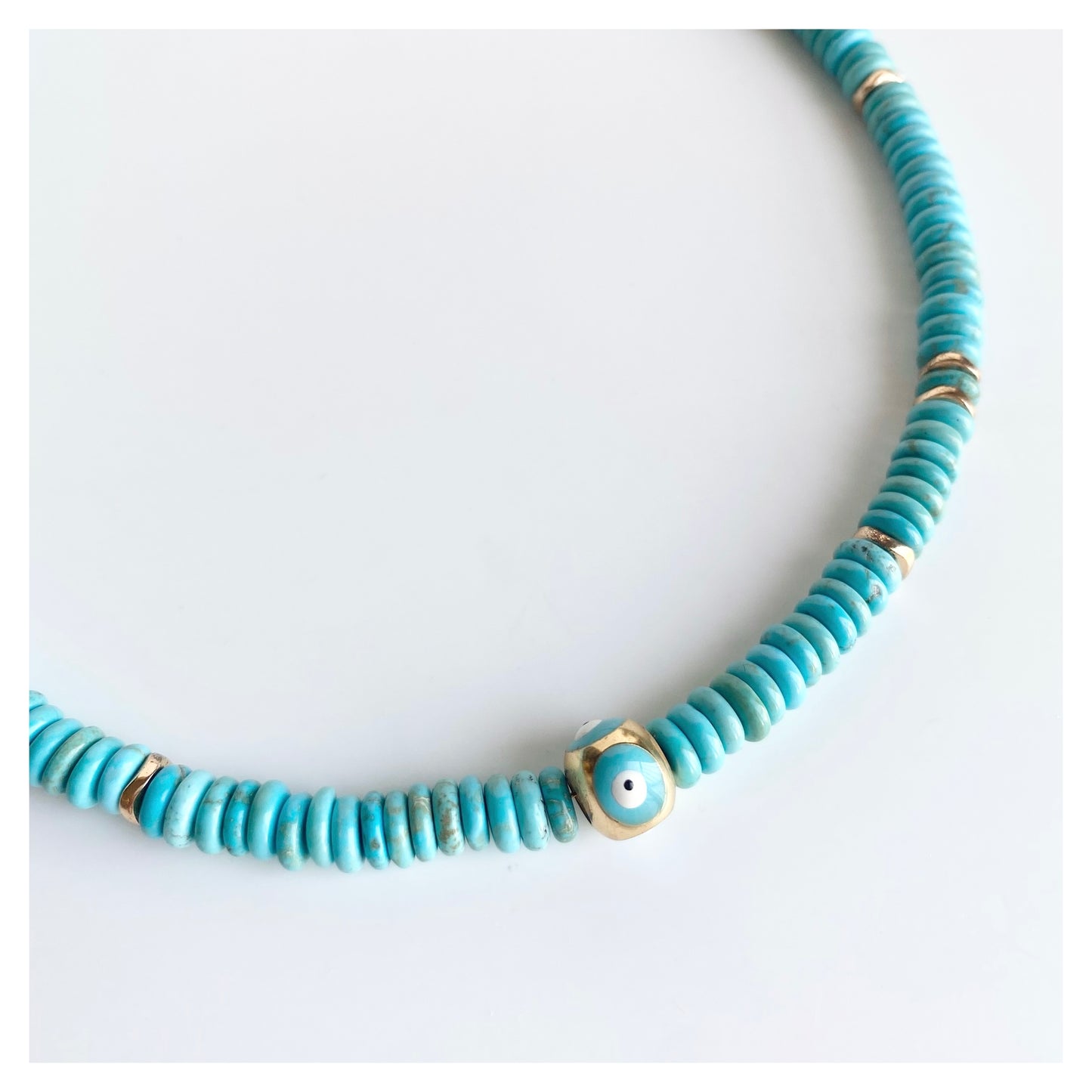 Turquoise Howlite Evil Eye Choker Necklace