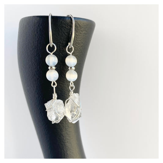 Selenite + Clear Quartz Earrings