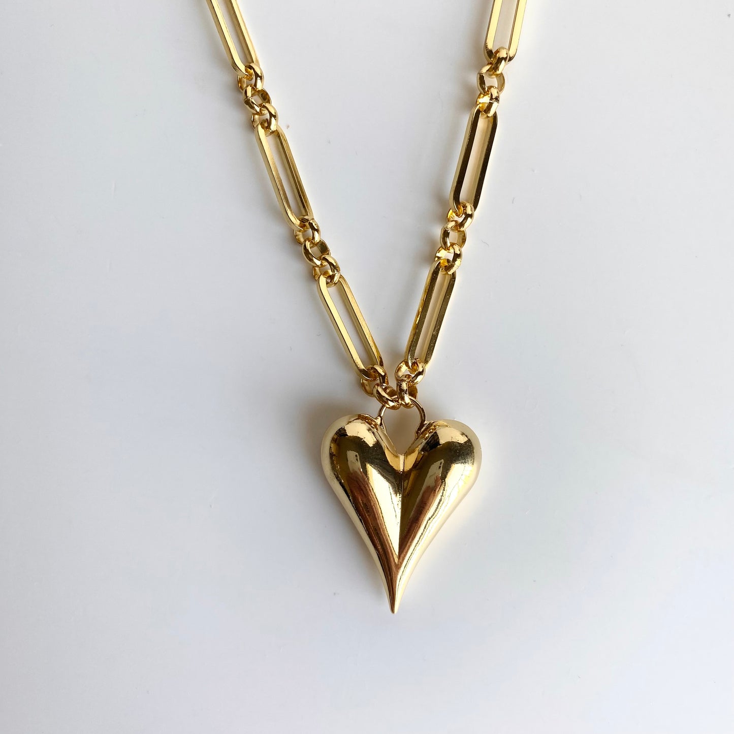 Gold Heart Chunky Link Chain Necklace