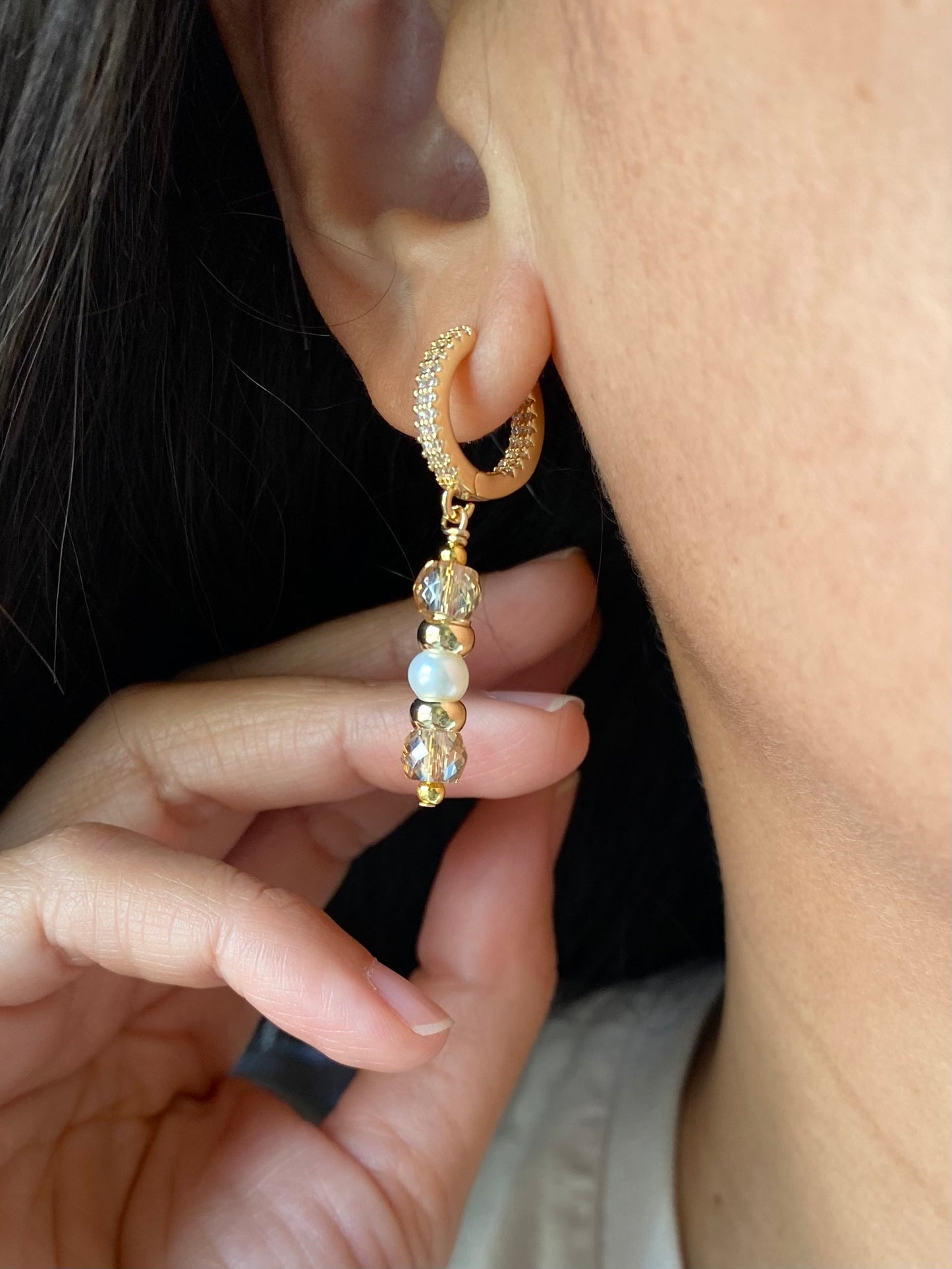Glass Beads + Pearl Earrings