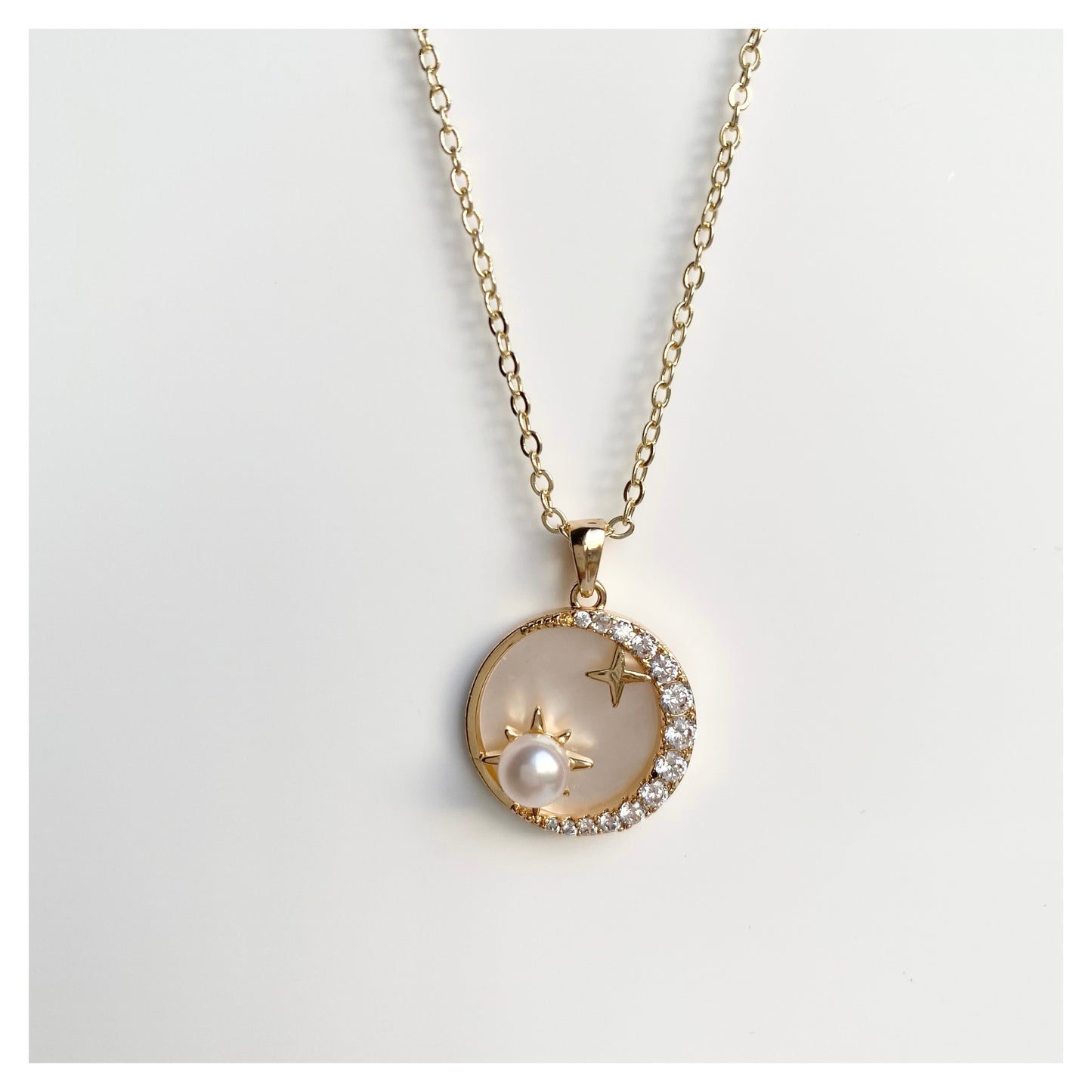 Mother of Pearl Moon Star Sun Necklace