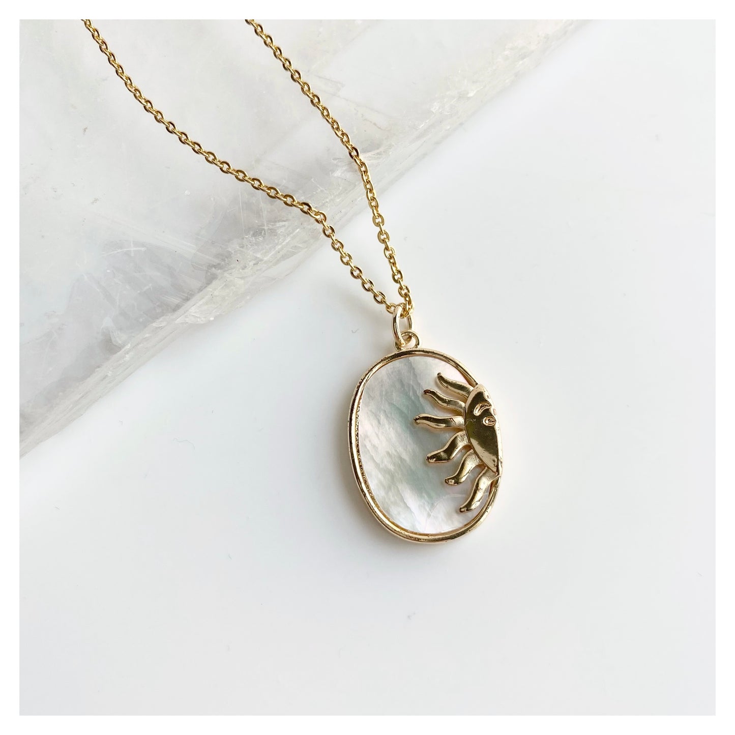 Mother of Pearl with Sun Rays Necklace