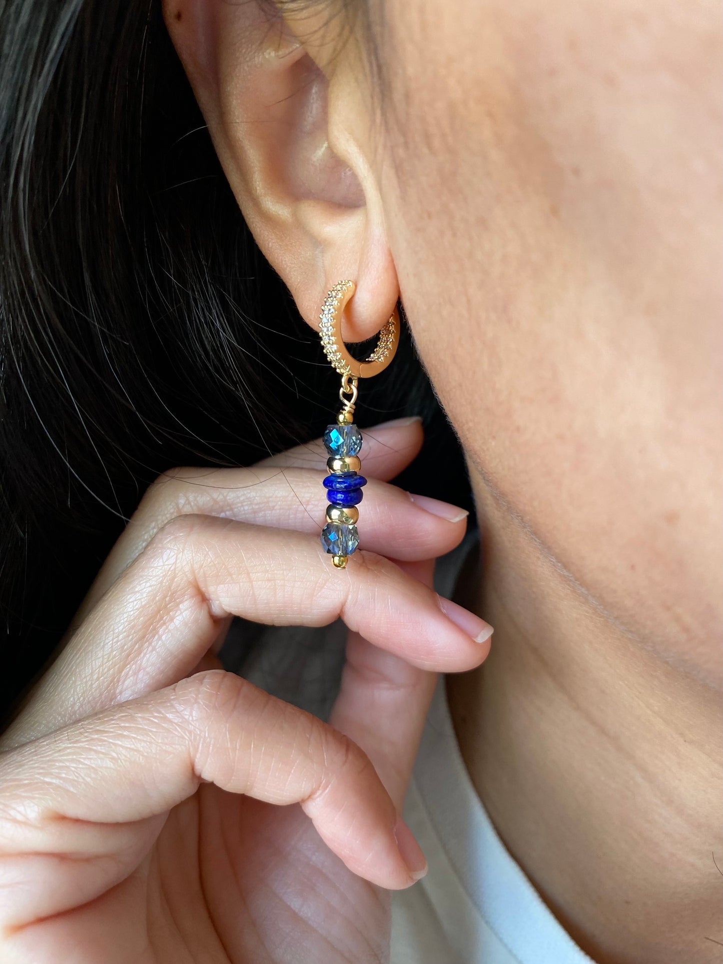 Glass Beads + Lapis Lazuli Earrings