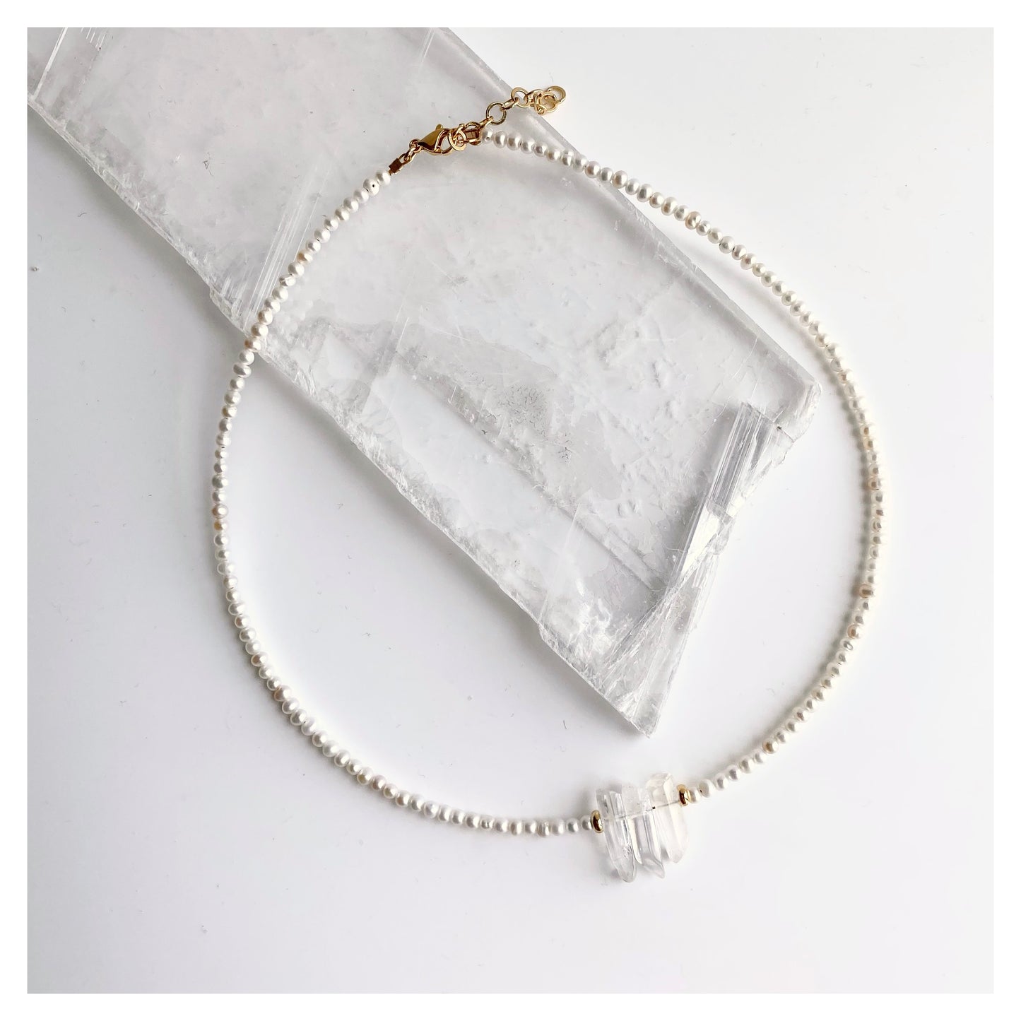 Pearls + Clear Quartz Choker Necklace