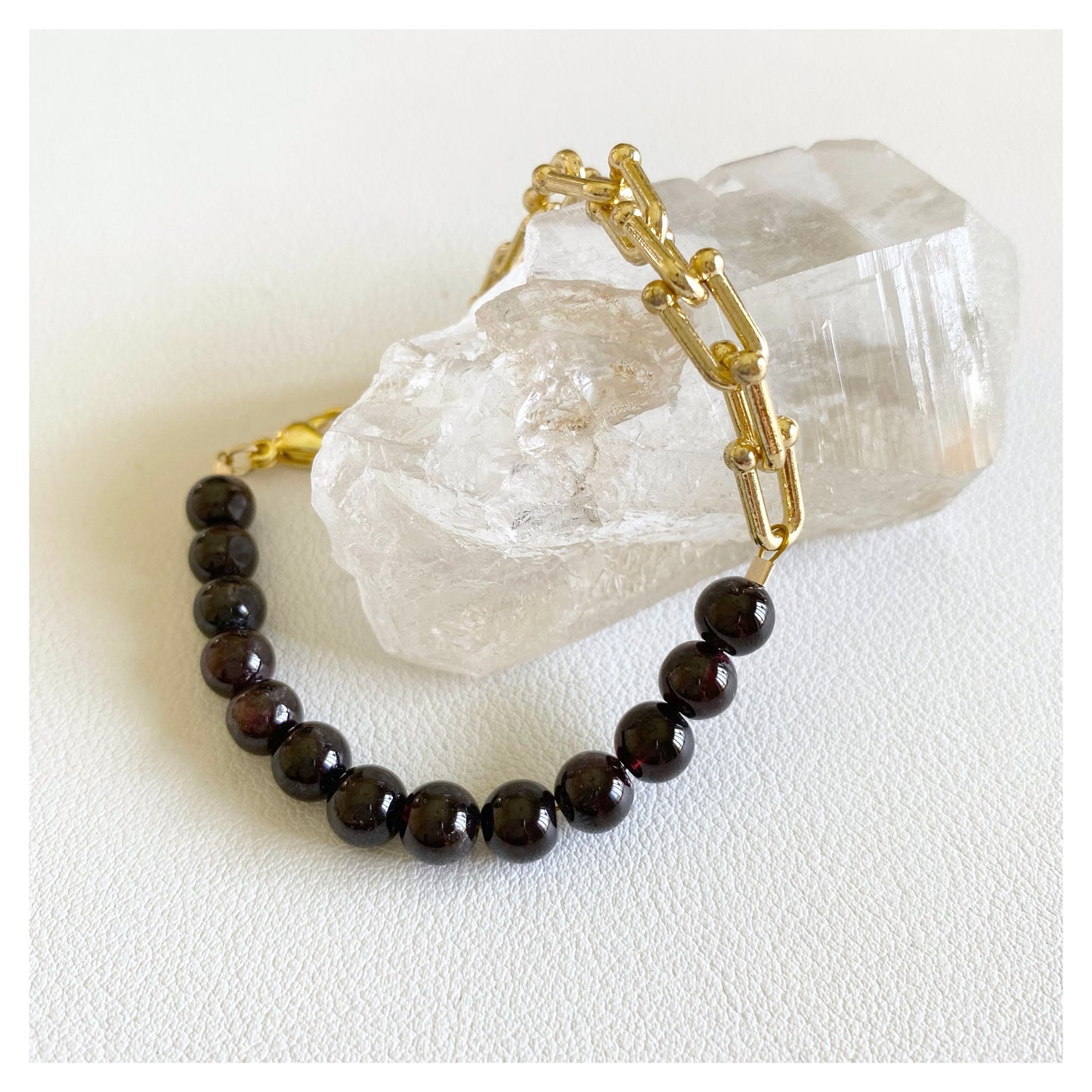 Garnet + Chunky Chain Bracelet