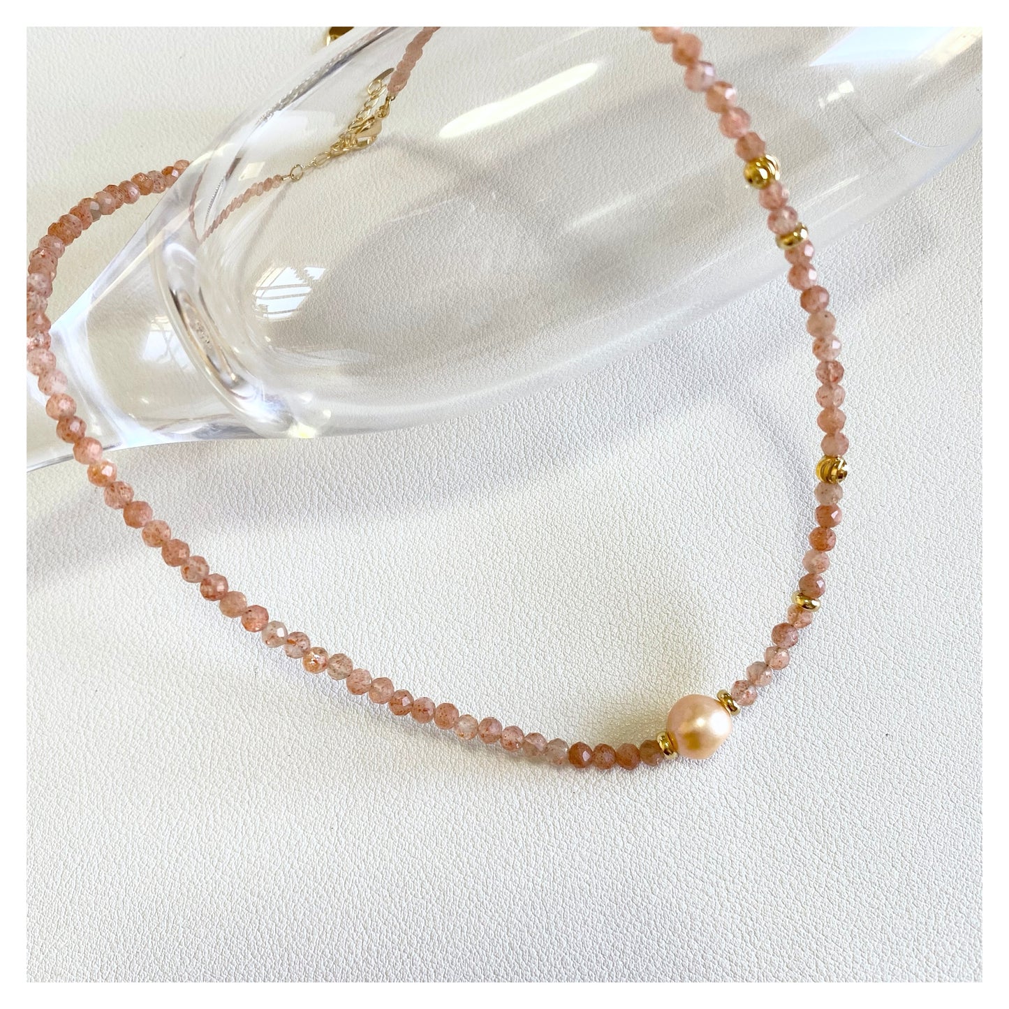 Pearl + Sunstone Choker Necklace