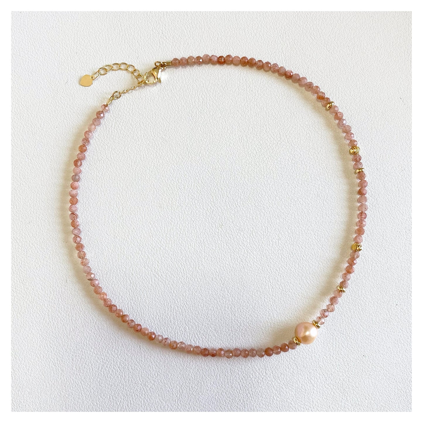 Pearl + Sunstone Choker Necklace