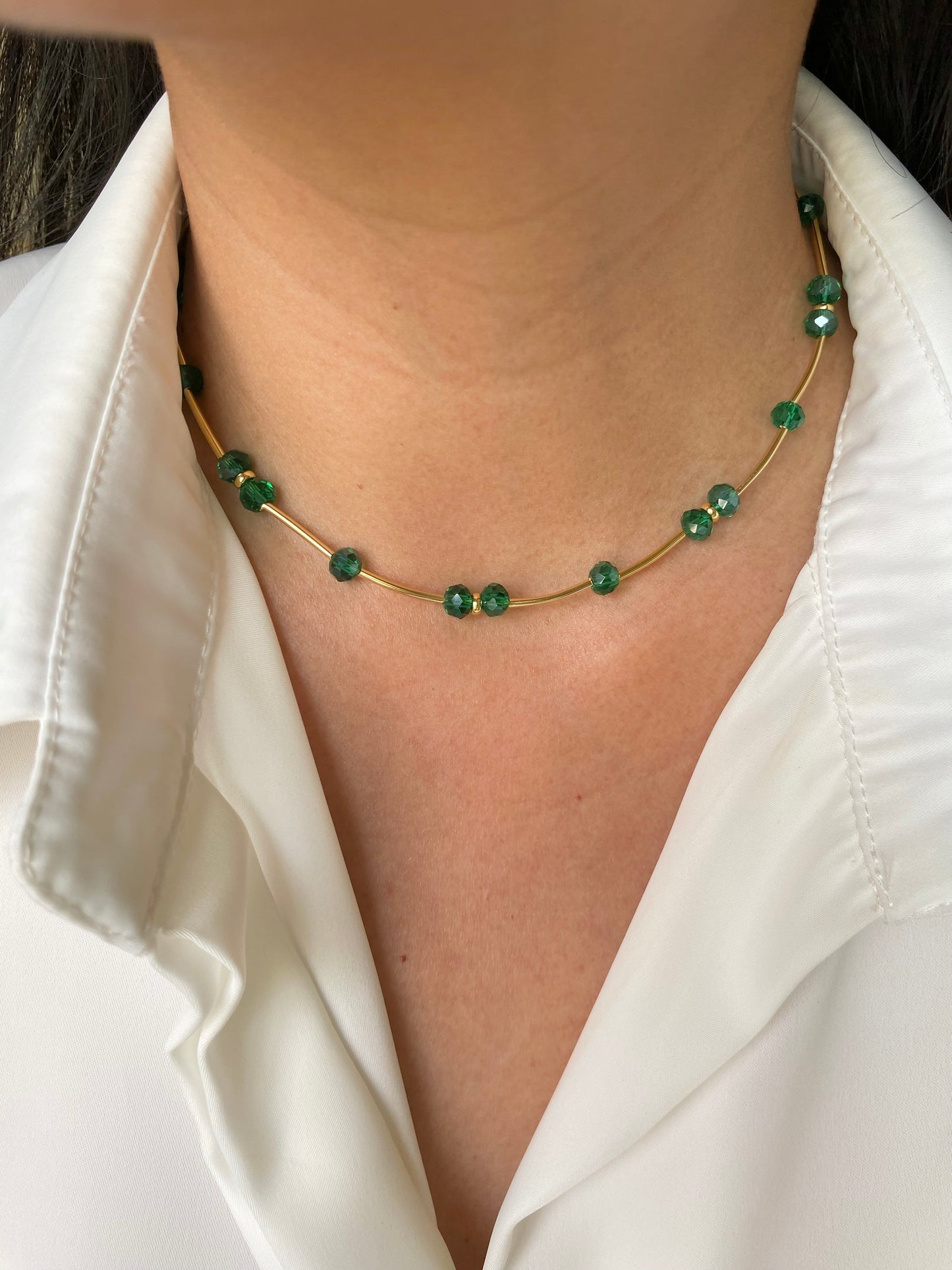 Green Glass Beads Necklace