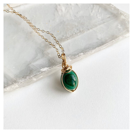 Malachite Wire-wrapped Necklace