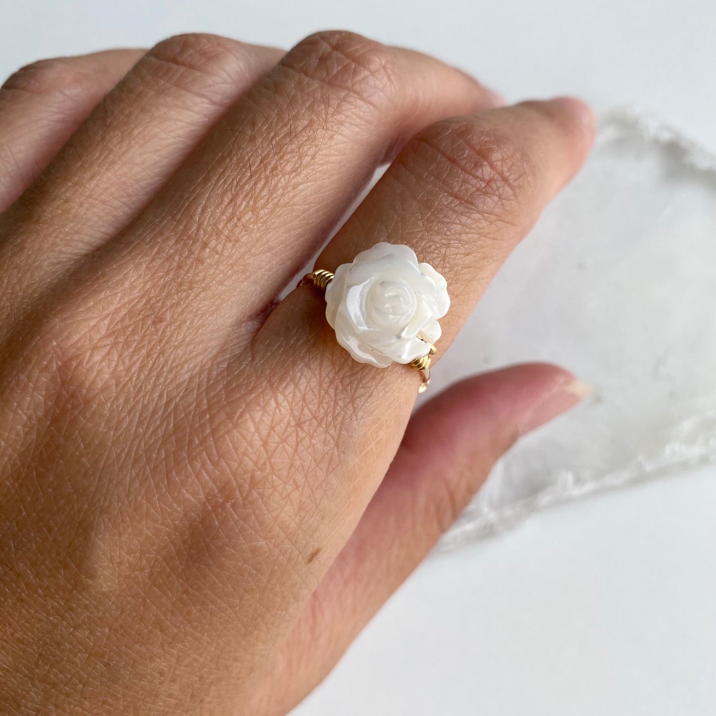 Rose Shell Wire Wrapped Ring