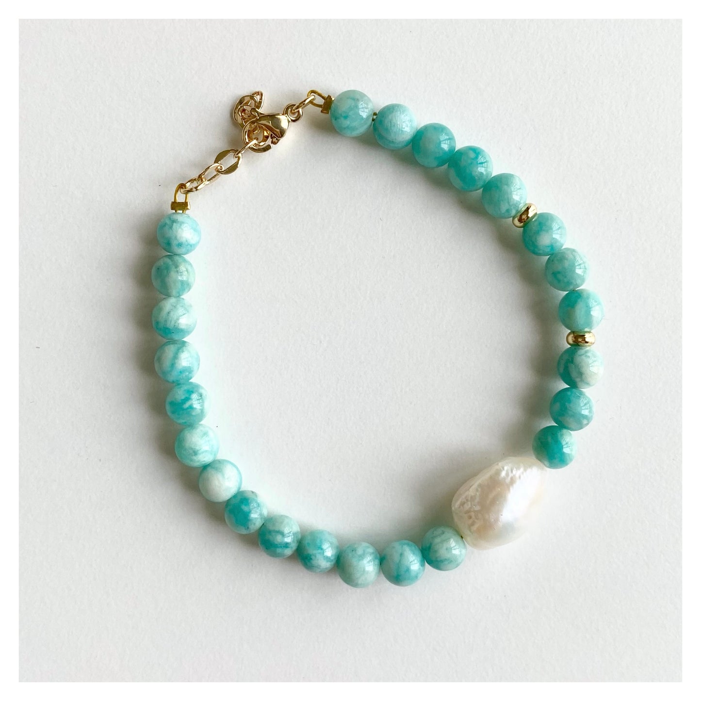 Amazonite + Pearl Bracelet