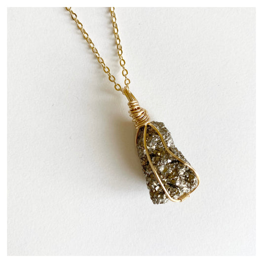 Wire-wrapped Pyrite Necklace