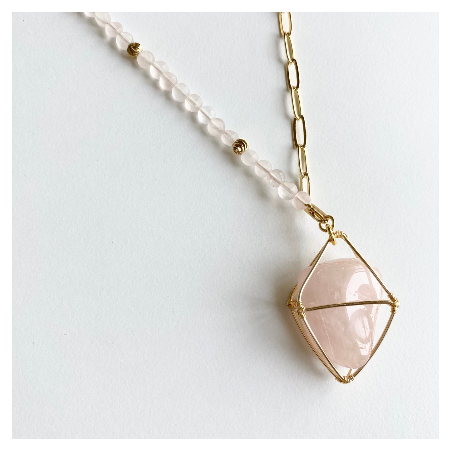 Rose Quartz Crystal Chain Necklace