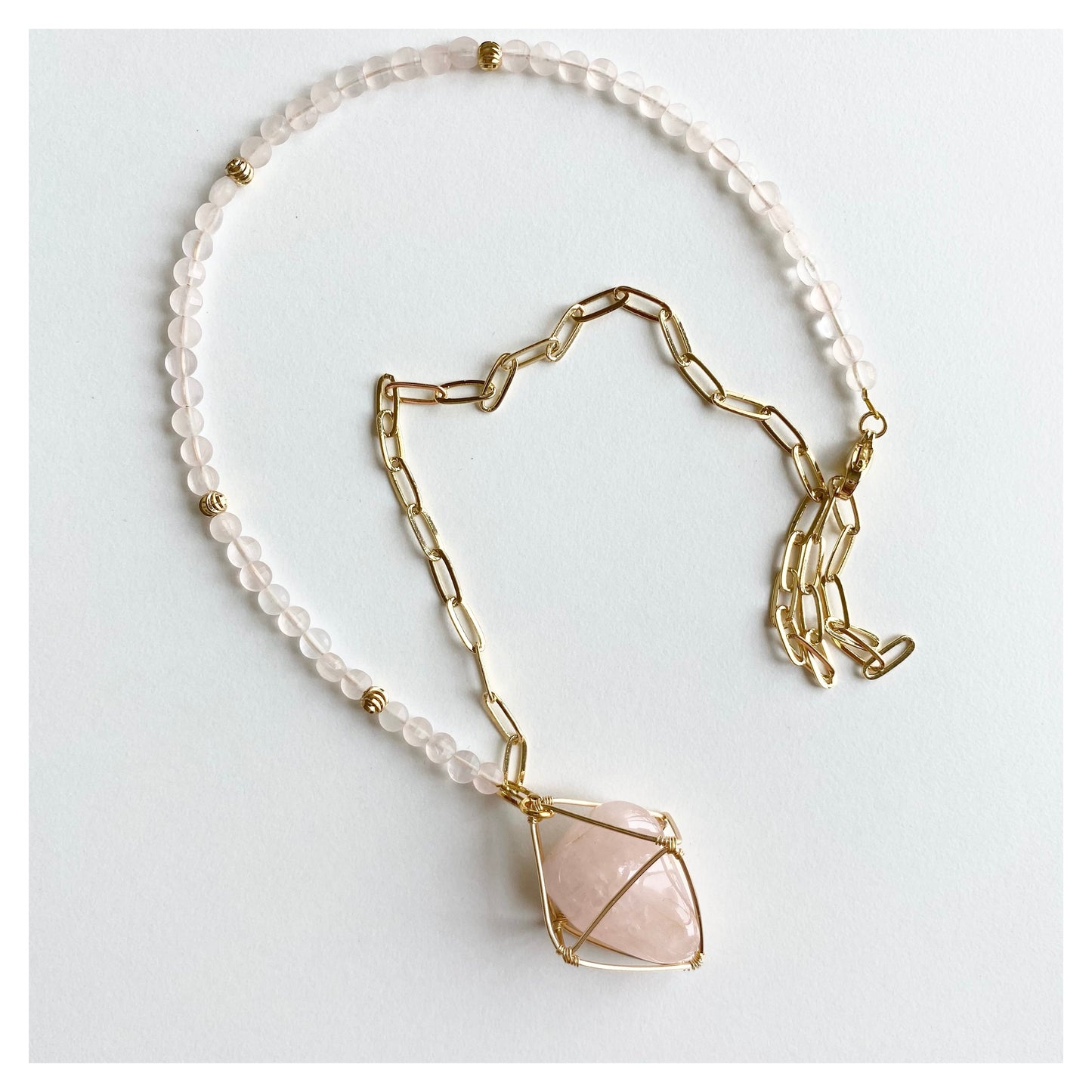 Rose Quartz Crystal Chain Necklace