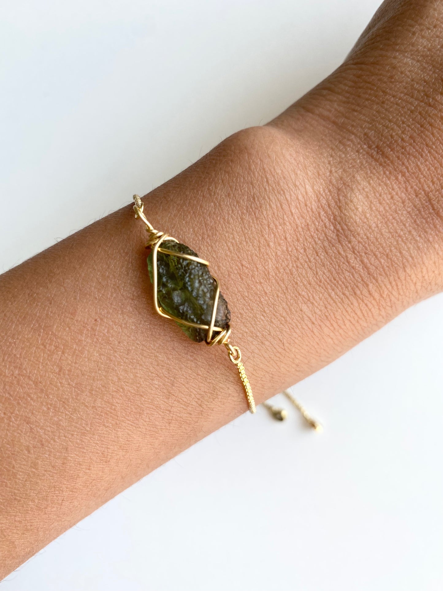 Moldavite Wire-wrapped Bracelet