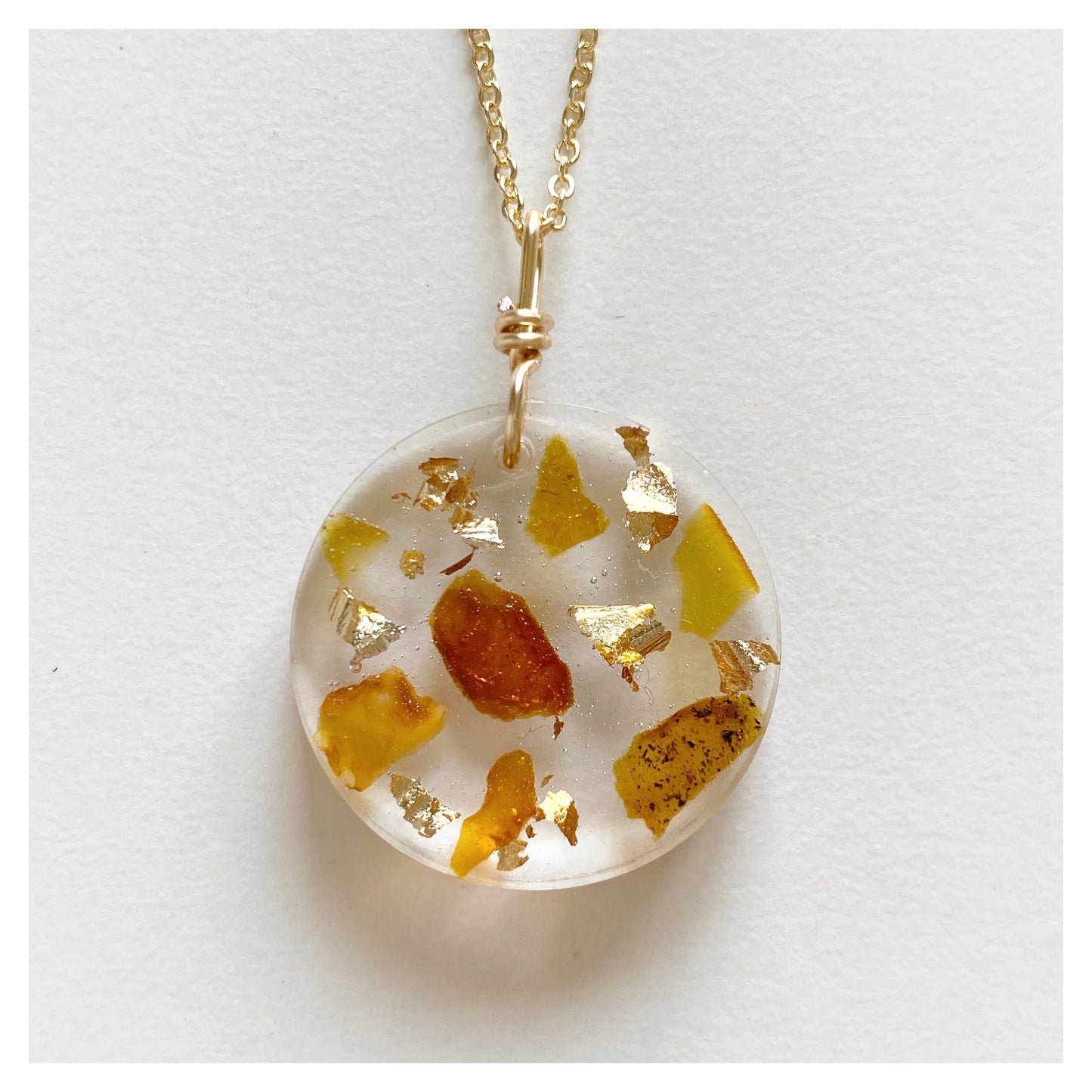 Amber Crystal Round Resin Necklace
