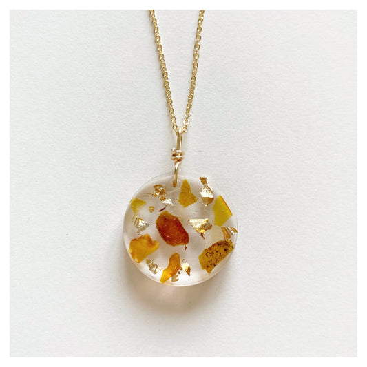 Amber Crystal Round Resin Necklace