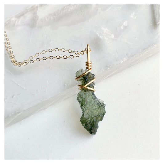 Moldavite Wire-wrapped Necklace