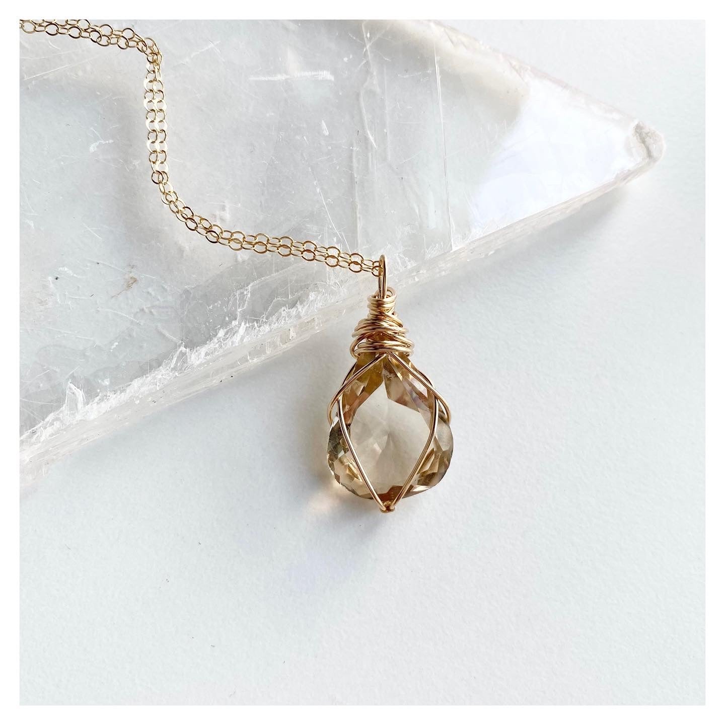 Fine Cut Citrine Wire-wrapped Necklace