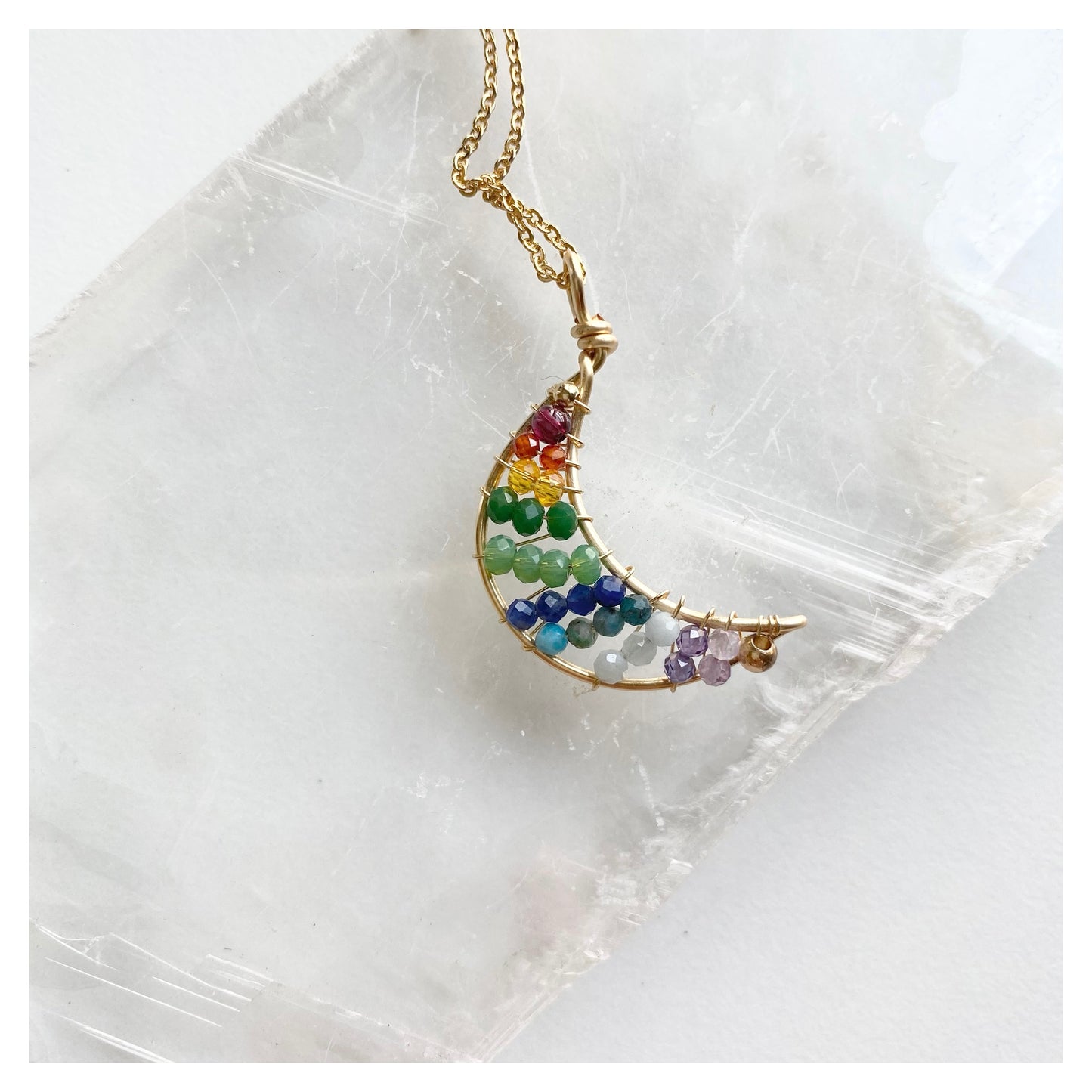 Rainbow Moon Wire-wrapped Necklace