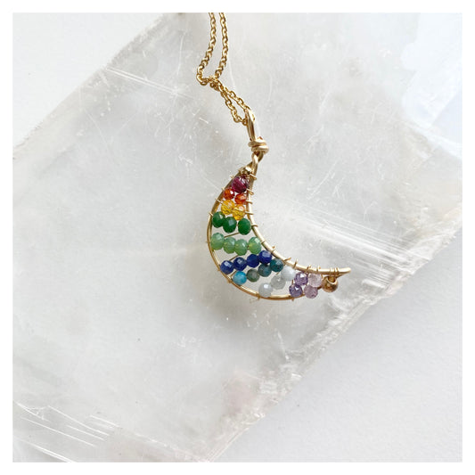 Rainbow Moon Wire-wrapped Necklace