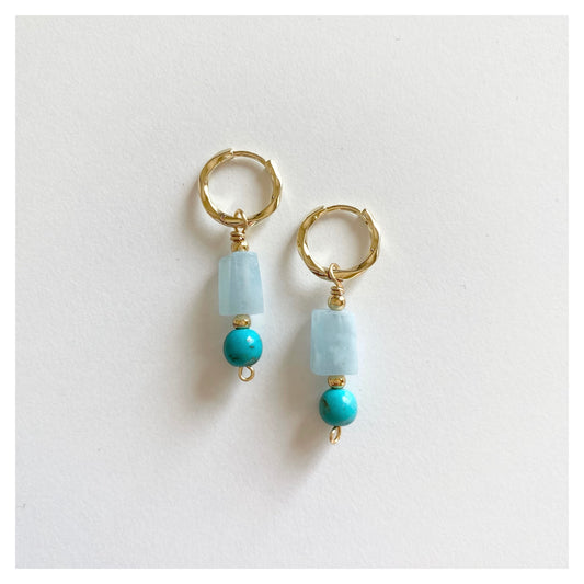Aquamarine + Turquoise Howlite Earrings