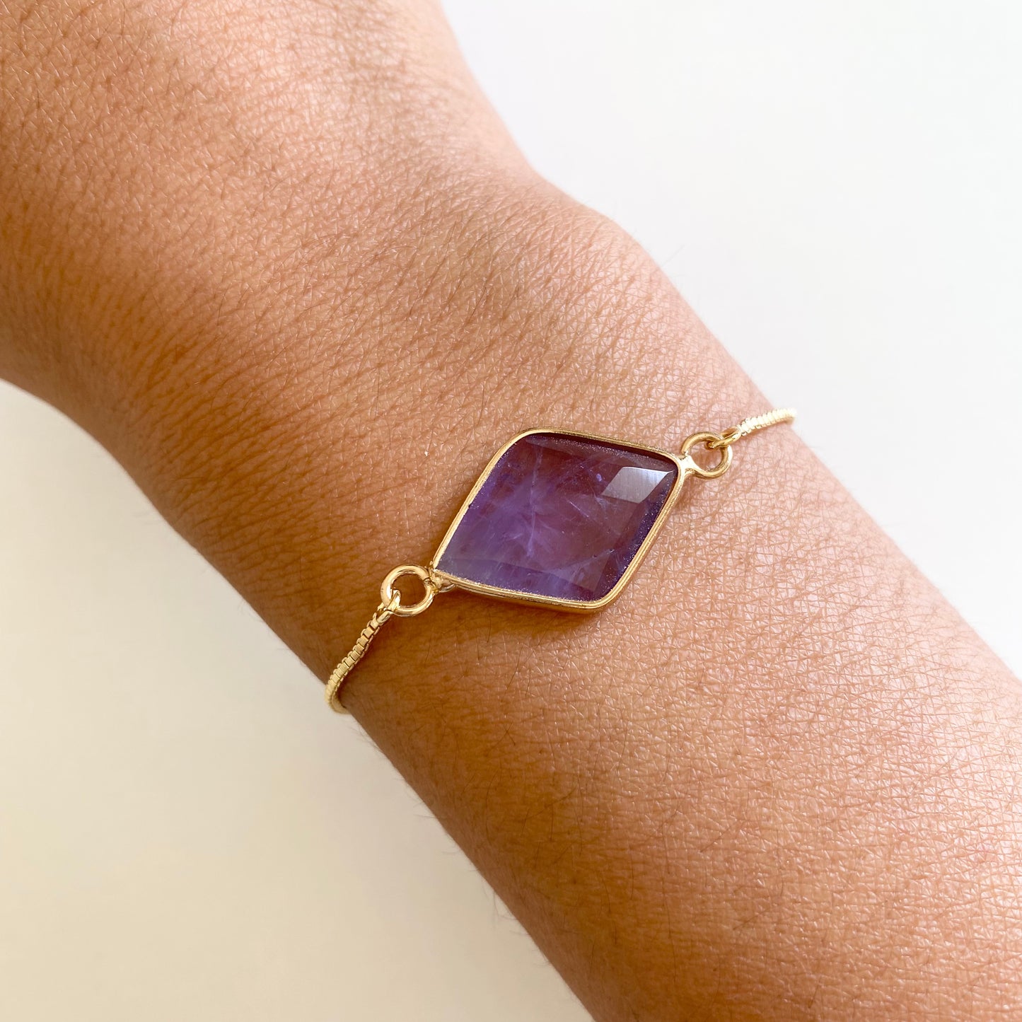 Amethyst Diamond Adjustable Bracelet