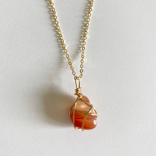 Carnelian Wire-wrapped Necklace