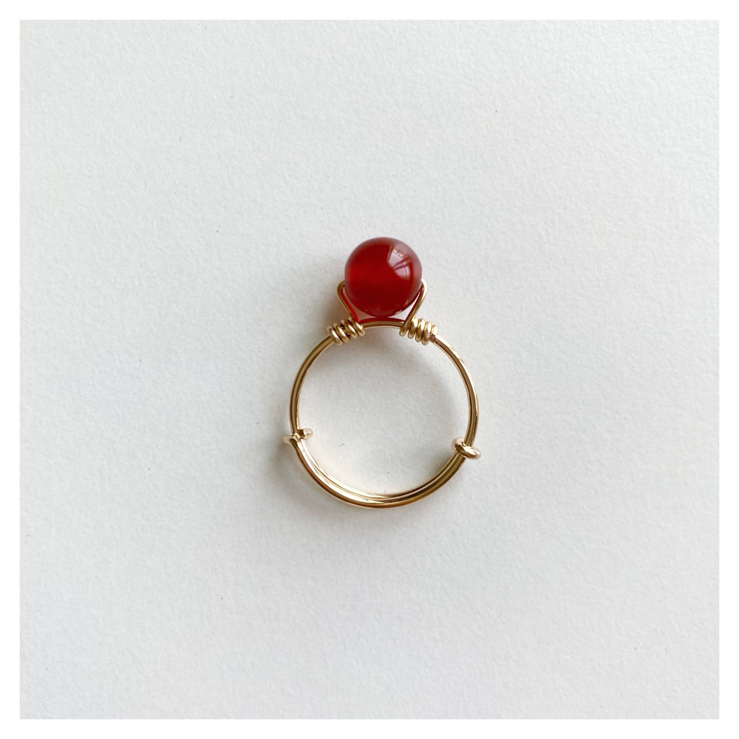 Wire-wrapped Red Agate Ring