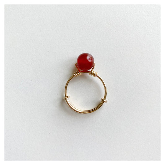 Wire-wrapped Red Agate Ring