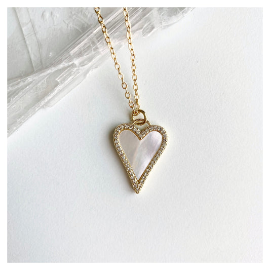 MOP Heart with Zircon Necklace