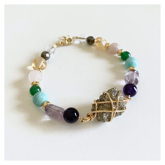 Wire-wrapped Mixed Crystal Bracelet