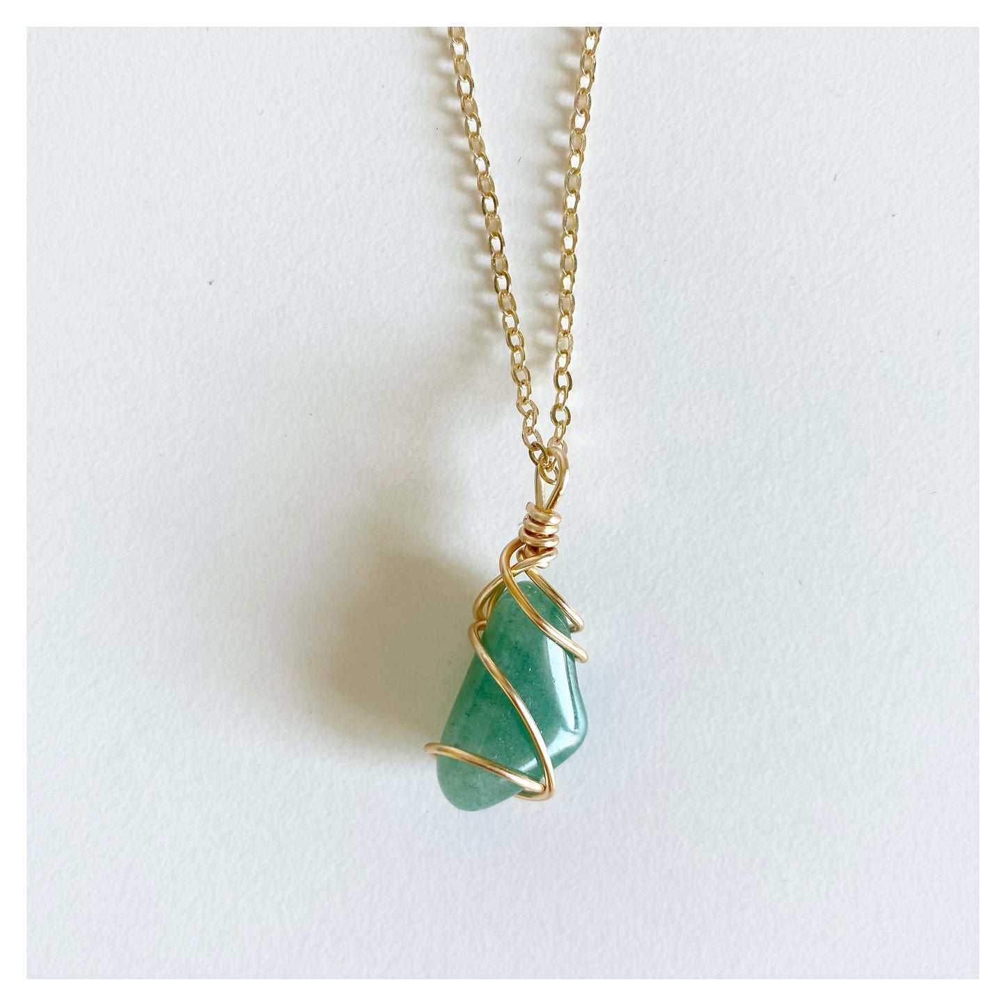 Green Aventurine Wire-wrapped Crystal Necklace