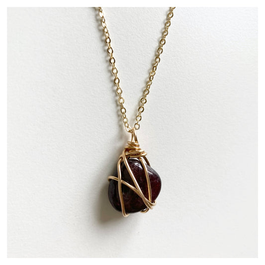 Wire-wrapped Ruby Necklace