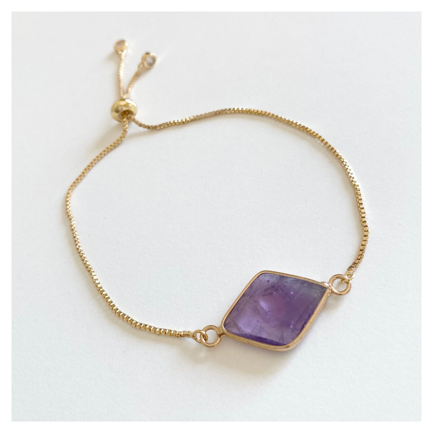 Amethyst Diamond Adjustable Bracelet