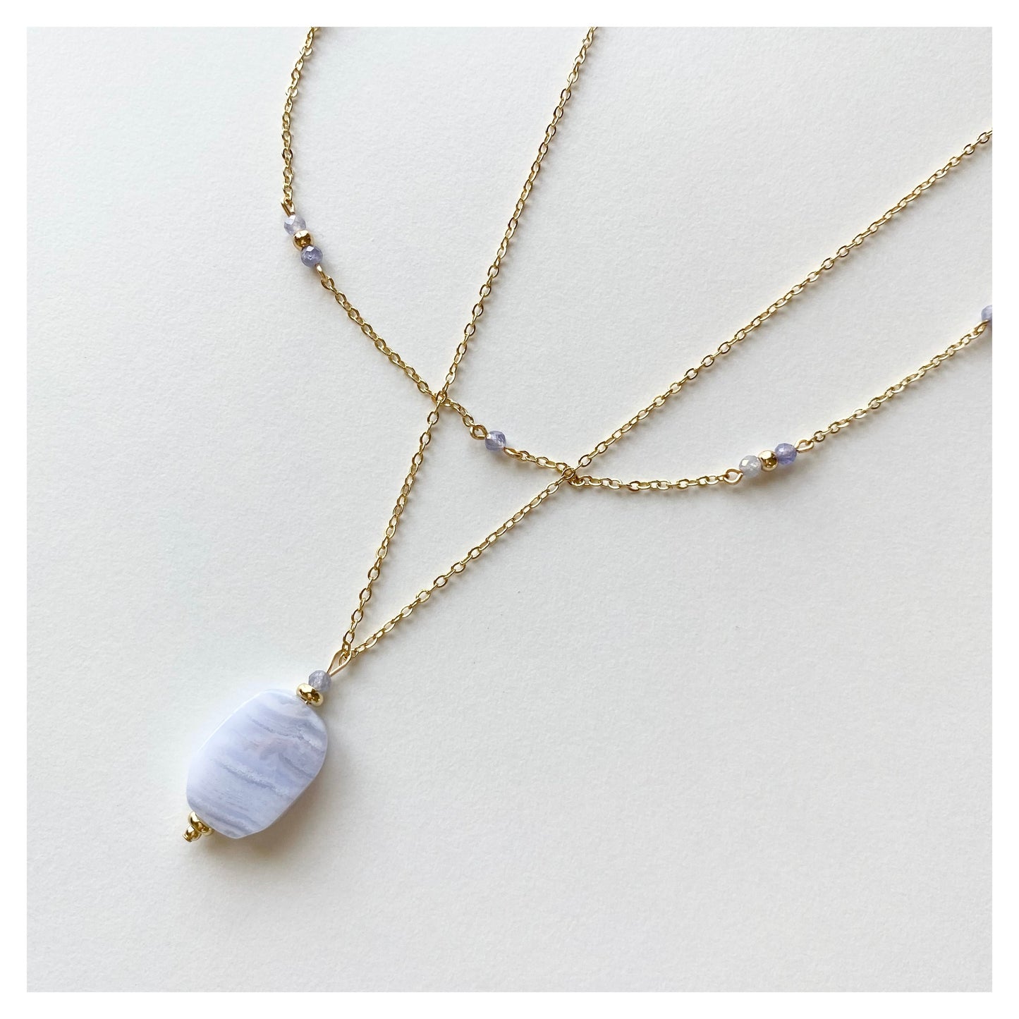 Tanzanite Choker + Blue Lace Agate Necklace Set