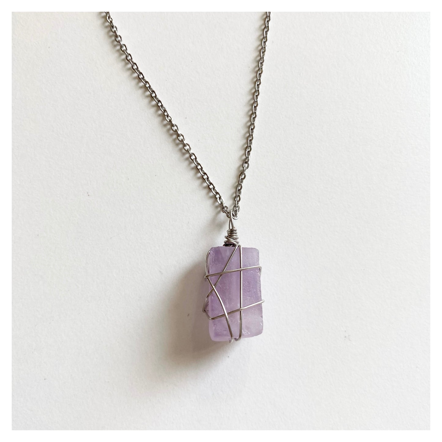 Wire-wrapped Amethyst Silver Necklace