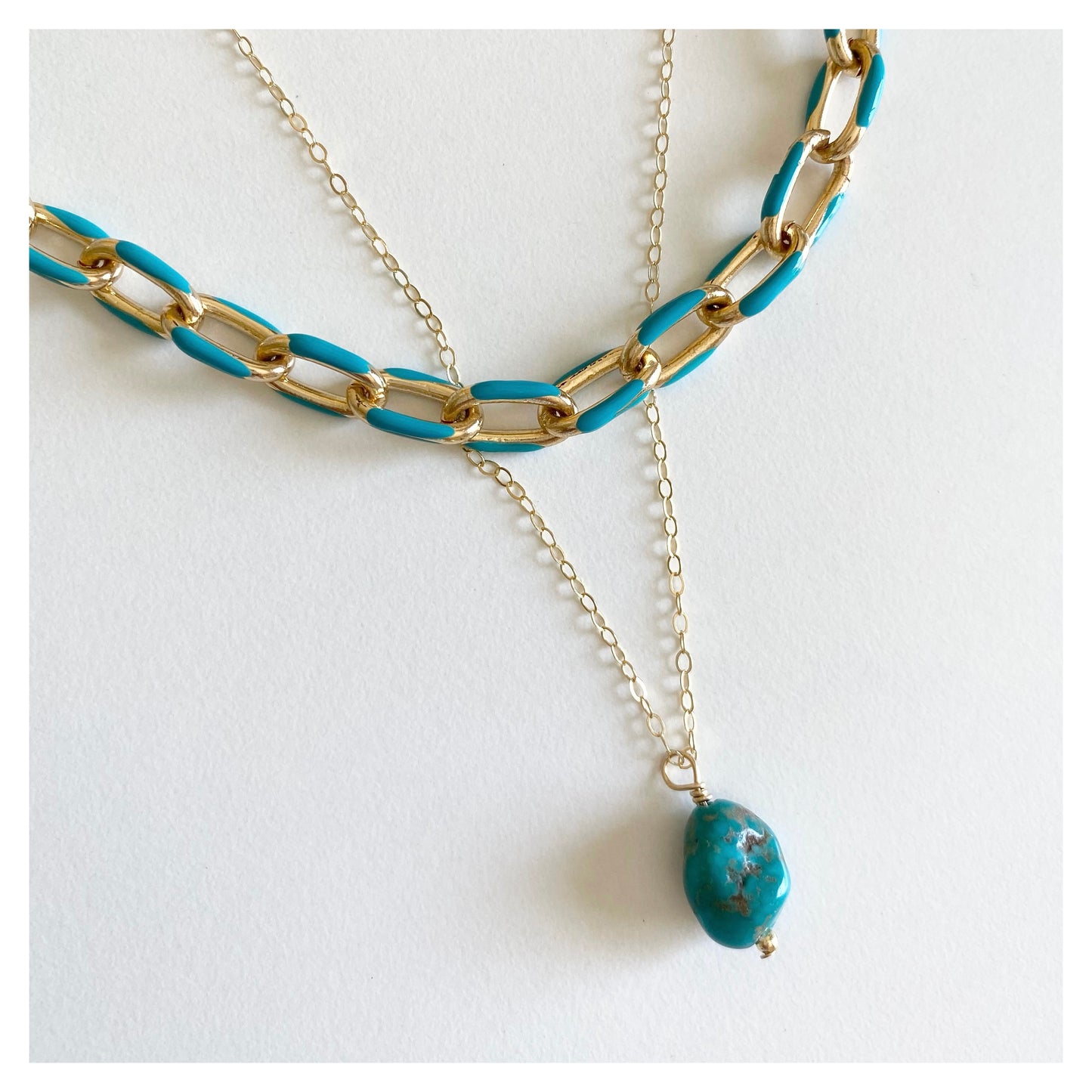 Colored Chain + Dainty Necklace Set