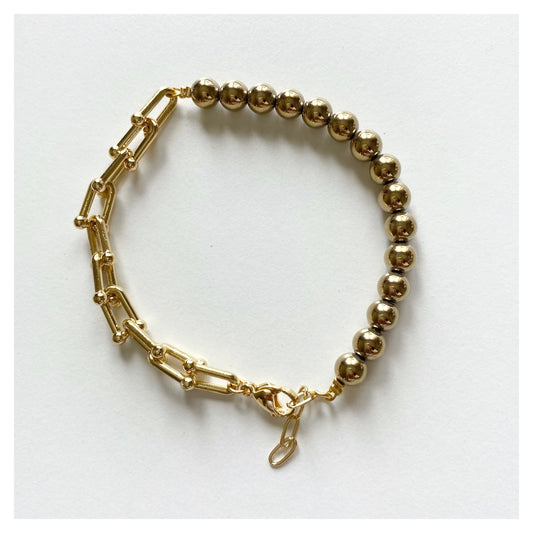 Gold Hematite + Chunky Chain Bracelet